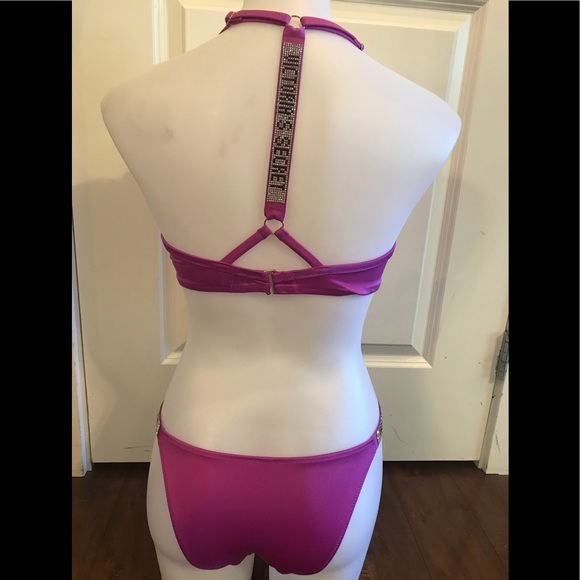 Victoria’s Secret Pinkish Purple Rhinestone Straps 34DD. Bottom size Small - Picture 2 of 13